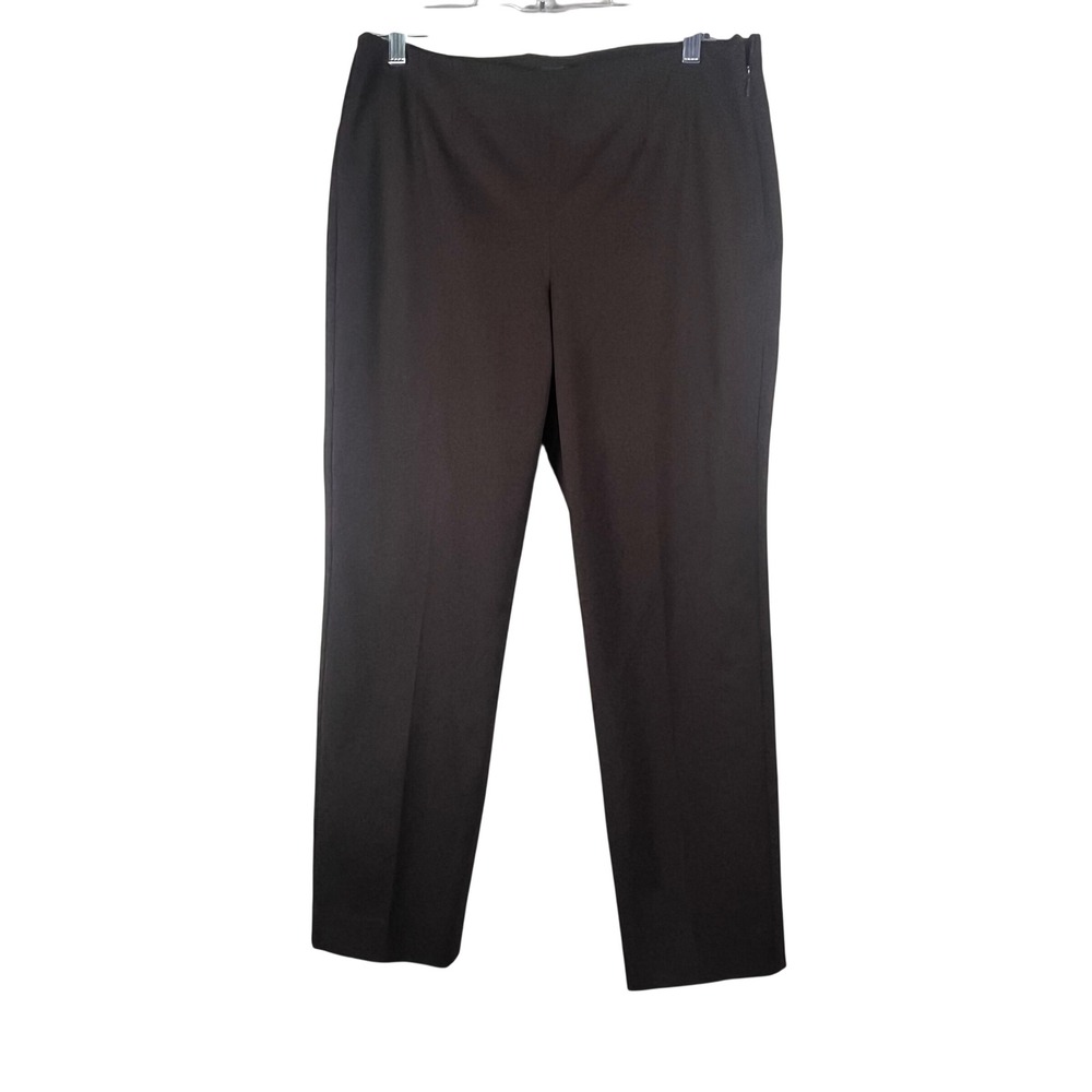 Talbots Dress Pants Women Brown Stretch Straight-Leg Side Zip 10